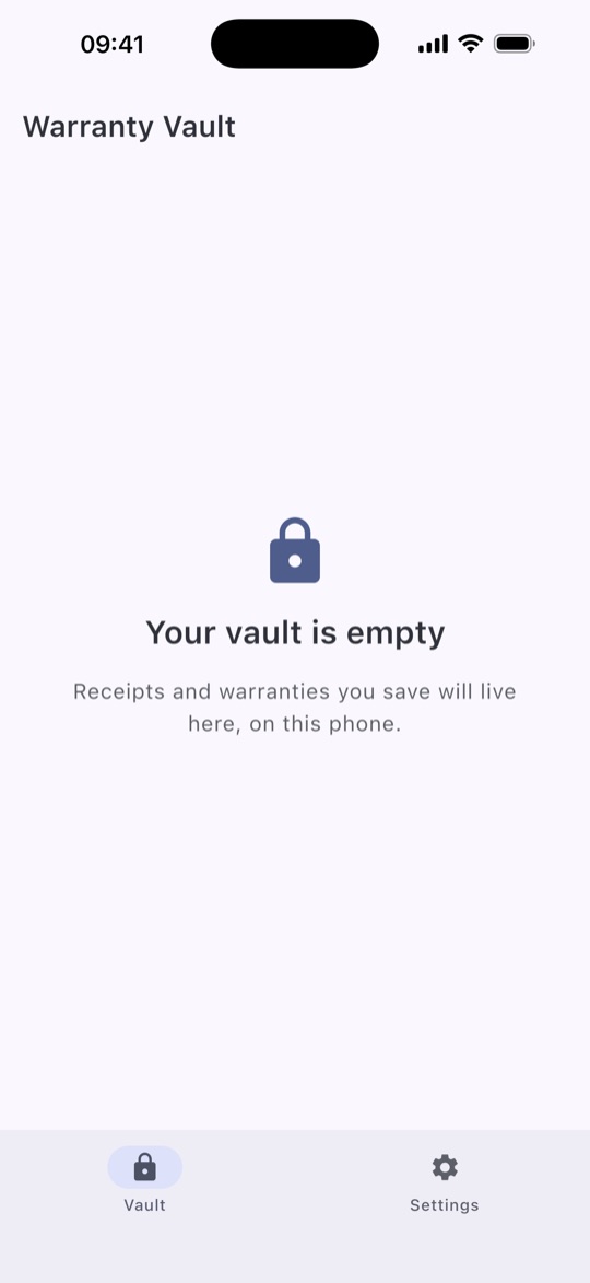 The vault, empty and ready for the first receipt